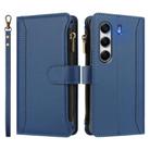 For Tecno Camon 40 Pro 4G Global Magnetic Closure 9 Card Slots Zipper Leather Case with Hand Strap(Dark Blue) - 2