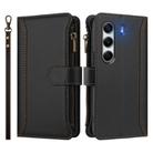 For Tecno Camon 40 Pro 4G Global Magnetic Closure 9 Card Slots Zipper Leather Case with Hand Strap(Black) - 2