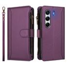 For Tecno Camon 40 Pro 4G Global Magnetic Closure 9 Card Slots Zipper Leather Case with Hand Strap(Purple) - 2