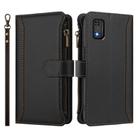 For Tecno Pop 6C / A18 Magnetic Closure 9 Card Slots Zipper Leather Case with Hand Strap(Black) - 2