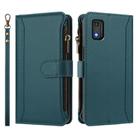 For Tecno Pop 6C / A18 Magnetic Closure 9 Card Slots Zipper Leather Case with Hand Strap(Dark Green) - 2