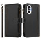 For Tecno Pova 3 Magnetic Closure 9 Card Slots Zipper Leather Case with Hand Strap(Black) - 2