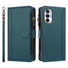 For Tecno Pova 3 Magnetic Closure 9 Card Slots Zipper Leather Case with Hand Strap(Dark Green) - 2