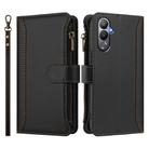 For Tecno Pova 4 Magnetic Closure 9 Card Slots Zipper Leather Case with Hand Strap(Black) - 2