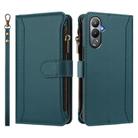 For Tecno Pova 4 Magnetic Closure 9 Card Slots Zipper Leather Case with Hand Strap(Dark Green) - 2