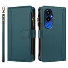 For Tecno Pova 4 Pro Magnetic Closure 9 Card Slots Zipper Leather Case with Hand Strap(Dark Green) - 2