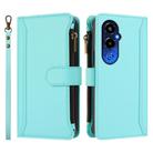 For Tecno Pova 4 Pro Magnetic Closure 9 Card Slots Zipper Leather Case with Hand Strap(Mint Green) - 2