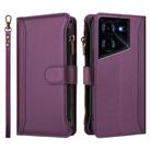 For Tecno Pova 5 4G Magnetic Closure 9 Card Slots Zipper Leather Case with Hand Strap(Purple) - 2