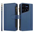 For Tecno Pova 5 Pro 5G Magnetic Closure 9 Card Slots Zipper Leather Case with Hand Strap(Dark Blue) - 2