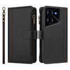 For Tecno Pova 5 Pro 5G Magnetic Closure 9 Card Slots Zipper Leather Case with Hand Strap(Black) - 2