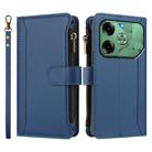 For Tecno Pova 6 4G Magnetic Closure 9 Card Slots Zipper Leather Case with Hand Strap(Dark Blue) - 2