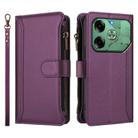 For Tecno Pova 6 4G Magnetic Closure 9 Card Slots Zipper Leather Case with Hand Strap(Purple) - 2