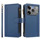 For Tecno Pova 6 5G / 6 Pro 5G Magnetic Closure 9 Card Slots Zipper Leather Case with Hand Strap(Dark Blue) - 2