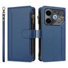 For Tecno Pova 6 Neo 5G Magnetic Closure 9 Card Slots Zipper Leather Case with Hand Strap(Dark Blue) - 2