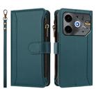 For Tecno Pova 6 Neo 5G Magnetic Closure 9 Card Slots Zipper Leather Case with Hand Strap(Dark Green) - 2