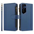 For Tecno Pova Neo 2 Magnetic Closure 9 Card Slots Zipper Leather Case with Hand Strap(Dark Blue) - 2