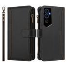 For Tecno Pova Neo 2 Magnetic Closure 9 Card Slots Zipper Leather Case with Hand Strap(Black) - 2