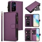For Tecno Pova Neo 2 Magnetic Closure 9 Card Slots Zipper Leather Case with Hand Strap(Purple) - 1