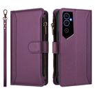 For Tecno Pova Neo 2 Magnetic Closure 9 Card Slots Zipper Leather Case with Hand Strap(Purple) - 2