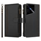 For Tecno Pova Neo 3 Magnetic Closure 9 Card Slots Zipper Leather Case with Hand Strap(Black) - 2