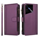 For Tecno Pova Neo 3 Magnetic Closure 9 Card Slots Zipper Leather Case with Hand Strap(Purple) - 2