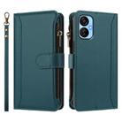 For Tecno Spark 9T / Spark 9 Pro Magnetic Closure 9 Card Slots Zipper Leather Case with Hand Strap(Dark Green) - 2