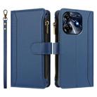 For Tecno Spark 10 Pro 4G Magnetic Closure 9 Card Slots Zipper Leather Case with Hand Strap(Dark Blue) - 2