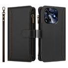 For Tecno Spark 10 Pro 4G Magnetic Closure 9 Card Slots Zipper Leather Case with Hand Strap(Black) - 2