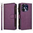 For Tecno Spark 10 Pro 4G Magnetic Closure 9 Card Slots Zipper Leather Case with Hand Strap(Purple) - 2