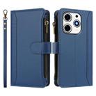 For Tecno Spark 10 Pro Magic Magenta Magnetic Closure 9 Card Slots Zipper Leather Case with Hand Strap(Dark Blue) - 2
