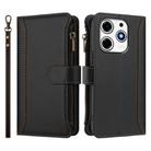 For Tecno Spark 10 Pro Magic Magenta Magnetic Closure 9 Card Slots Zipper Leather Case with Hand Strap(Black) - 2