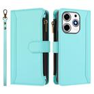 For Tecno Spark 10 Pro Magic Magenta Magnetic Closure 9 Card Slots Zipper Leather Case with Hand Strap(Mint Green) - 2
