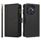 For Tecno Spark 10C / Spark 10 4G Magnetic Closure 9 Card Slots Zipper Leather Case with Hand Strap(Black) - 2