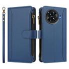 For Tecno Spark 20 Pro+ 4G Magnetic Closure 9 Card Slots Zipper Leather Case with Hand Strap(Dark Blue) - 2