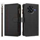 For Tecno Spark 20 Pro+ 4G Magnetic Closure 9 Card Slots Zipper Leather Case with Hand Strap(Black) - 2