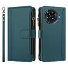 For Tecno Spark 20 Pro+ 4G Magnetic Closure 9 Card Slots Zipper Leather Case with Hand Strap(Dark Green) - 2
