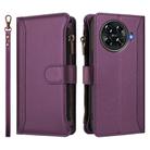 For Tecno Spark 20 Pro+ 4G Magnetic Closure 9 Card Slots Zipper Leather Case with Hand Strap(Purple) - 2