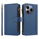 For Tecno Spark 20 Pro 5G Magnetic Closure 9 Card Slots Zipper Leather Case with Hand Strap(Dark Blue) - 2
