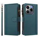 For Tecno Spark 20 Pro 5G Magnetic Closure 9 Card Slots Zipper Leather Case with Hand Strap(Dark Green) - 2