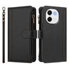 For Tecno Spark 30 5G Magnetic Closure 9 Card Slots Zipper Leather Case with Hand Strap(Black) - 2