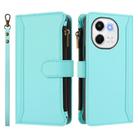 For Tecno Spark 30 5G Magnetic Closure 9 Card Slots Zipper Leather Case with Hand Strap(Mint Green) - 2