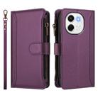 For Tecno Spark 30 5G Magnetic Closure 9 Card Slots Zipper Leather Case with Hand Strap(Purple) - 2