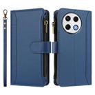 For Tecno Spark 30 Pro 4G Magnetic Closure 9 Card Slots Zipper Leather Case with Hand Strap(Dark Blue) - 2