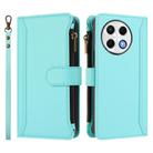 For Tecno Spark 30 Pro 4G Magnetic Closure 9 Card Slots Zipper Leather Case with Hand Strap(Mint Green) - 2