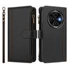 For Tecno Spark 30C 4G Magnetic Closure 9 Card Slots Zipper Leather Case with Hand Strap(Black) - 2