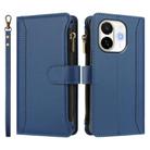 For Tecno Spark 30C 5G / Pop 9 5G Magnetic Closure 9 Card Slots Zipper Leather Case with Hand Strap(Dark Blue) - 2