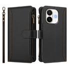 For Tecno Spark 30C 5G / Pop 9 5G Magnetic Closure 9 Card Slots Zipper Leather Case with Hand Strap(Black) - 2