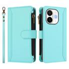 For Tecno Spark 30C 5G / Pop 9 5G Magnetic Closure 9 Card Slots Zipper Leather Case with Hand Strap(Mint Green) - 2