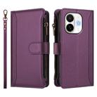 For Tecno Spark 30C 5G / Pop 9 5G Magnetic Closure 9 Card Slots Zipper Leather Case with Hand Strap(Purple) - 2