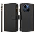For Tecno Spark Go 1 / 1S / Pop 9 Magnetic Closure 9 Card Slots Zipper Leather Case with Hand Strap(Black) - 2